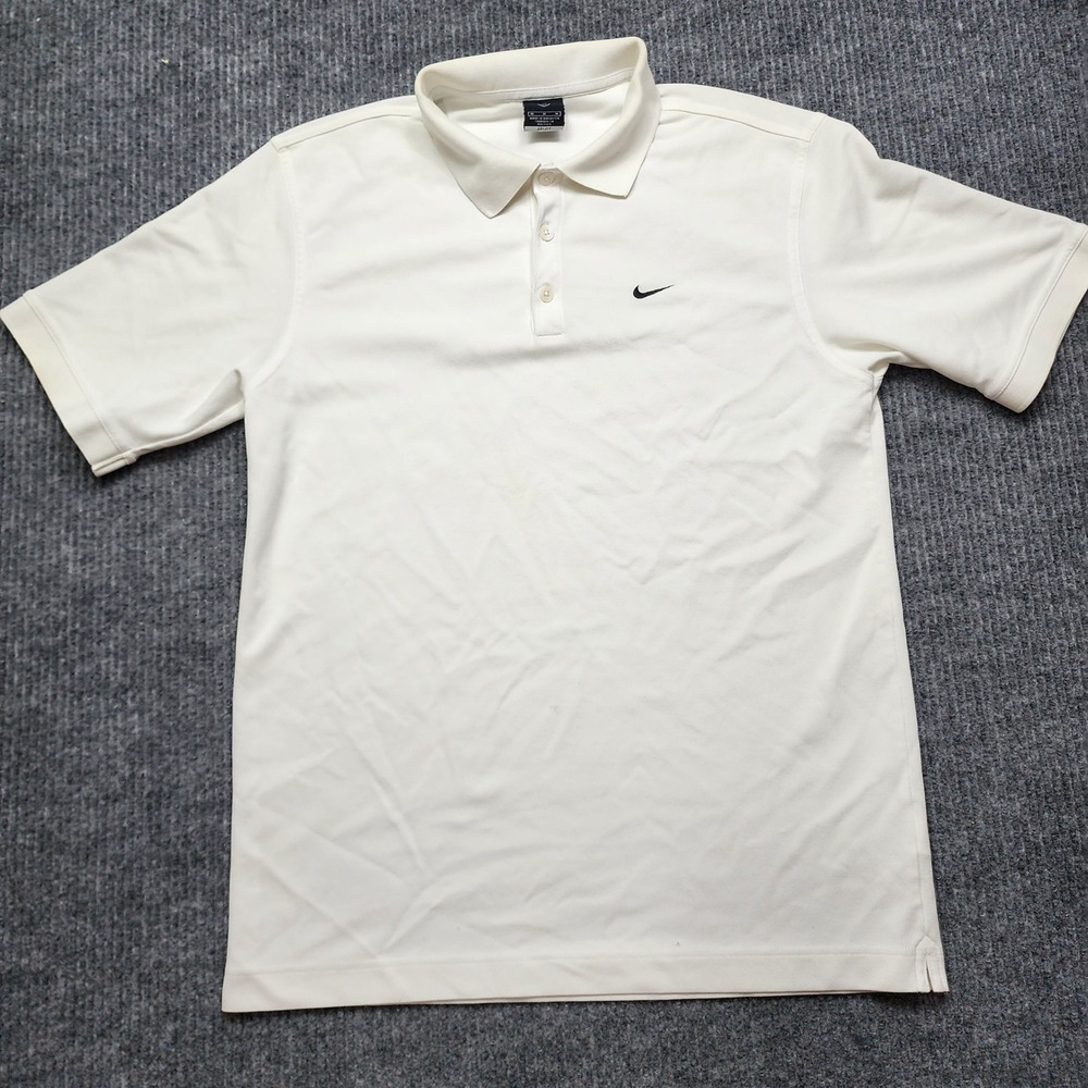 Nike Golf Dri-FIT Polo Shirt Mens Medium White Short Sleeve Pique Swoosh Logo
